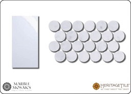 [XKMMP0HA] Honed marble penny Sample Card in 'Carrara White'
